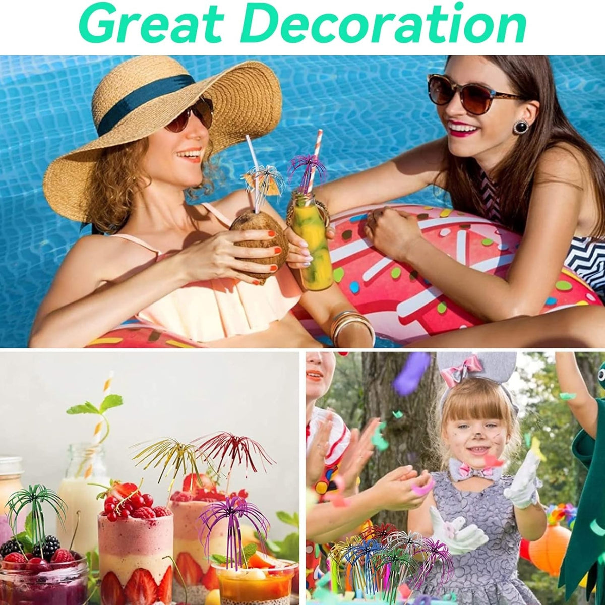 Cocktail Deko Cocktailschirmchen 140 Stück Ailvor Zubehör Deko Rührer Picks Strohhalme Cocktailparty Dekorationsgetränke für Getränke Kuchen