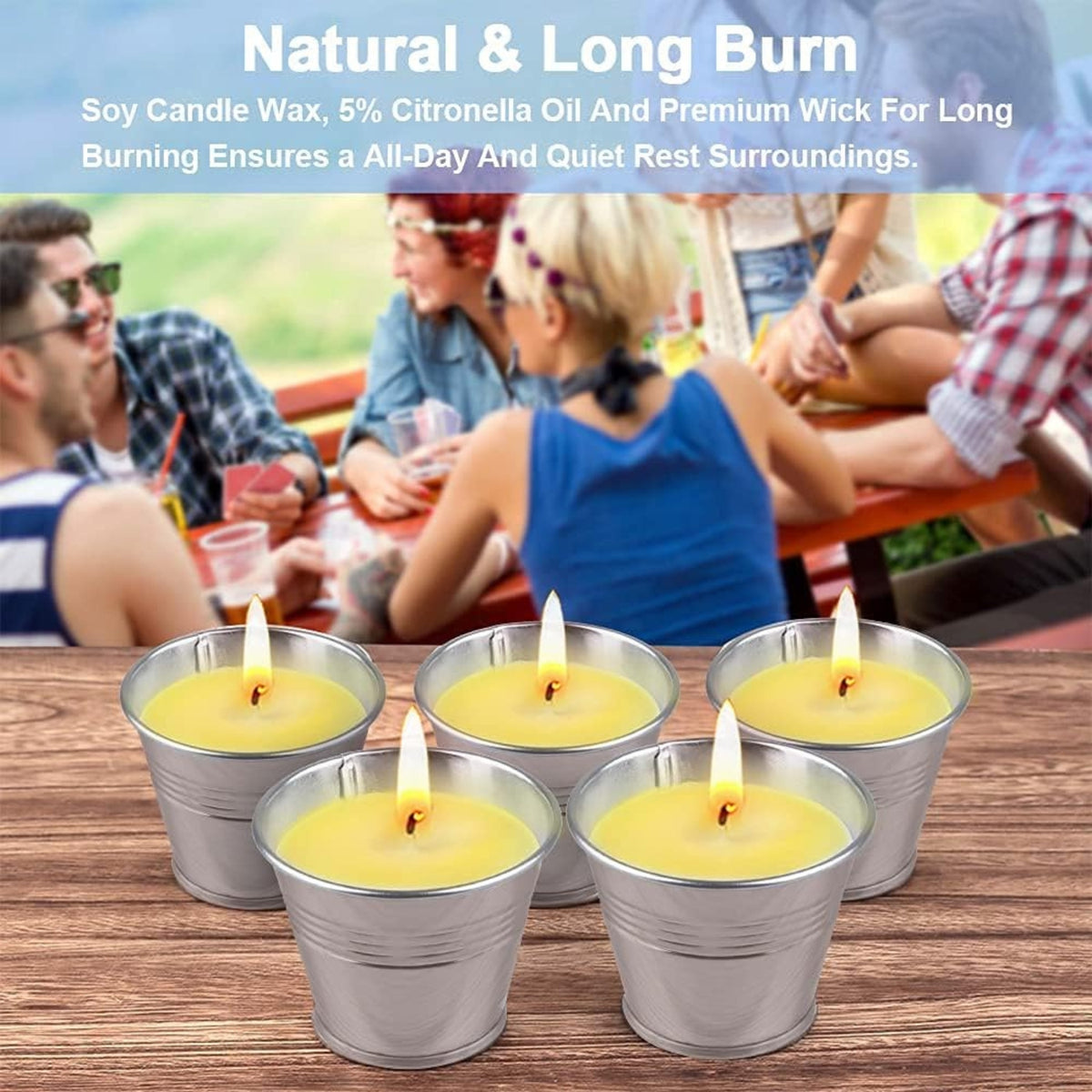 8 Citronella Kerze Outdoor Citronella Sojakerzen 120-180 Brennstunden für Garten Draußen Mückenabwehr mit ätherischem Zitronengrasöl für Picknick