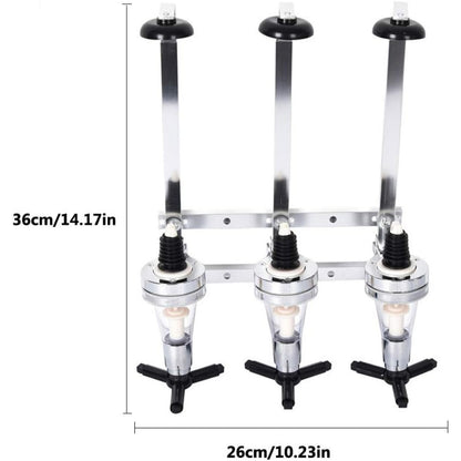 Wandmontierter Weinspender für 3 Flaschen aus Aluminium Bar Butler Flaschenhalter Schnapsspender für Cocktails Bartending Mixwein für Bar Küche