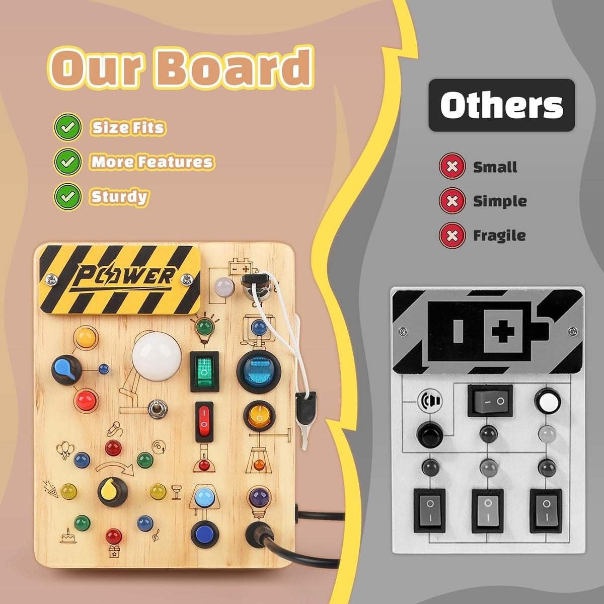 Montessori Spielzeug ab 1 Jahr Busy Board Babyspielzeug mit 19 LED Lernspielzeug