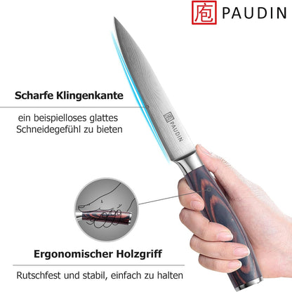 Kochmesser Allzweckmesser Profi 13 cm Scharf Küchenmesser Chefmesser aus rostfreiem Deutscher Edelstahl mit ergonomischem Griff