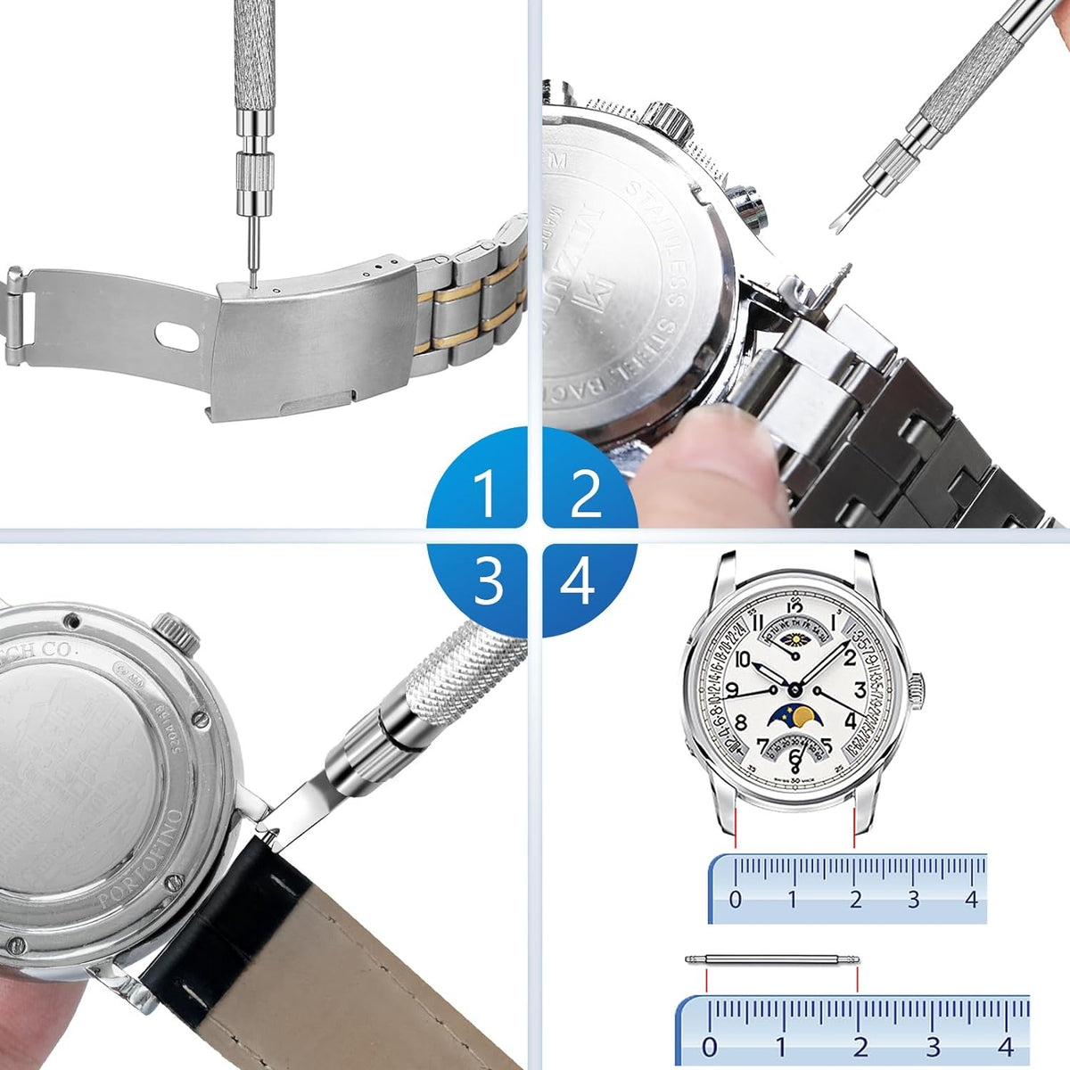Feinmechaniker Schraubendreher Uhren Federstegwerkzeug Set Uhrmacherwerkzeug Set Uhrenwerkzeug zum Ersetzen des Uhrenarmband Benutzerhandbuch 56PCS