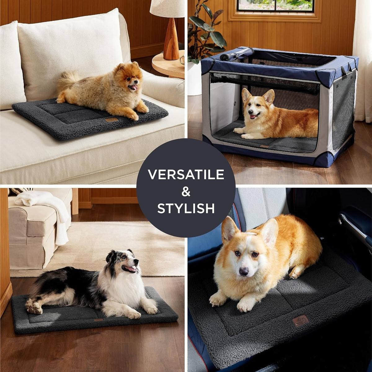 Waschbare Hundematte Mittelgroße Hunde 89x58 cm Hundekissen dunkelgrau
