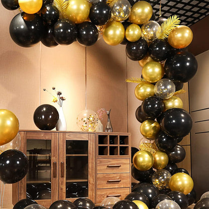 Ballons Gold Schwarz Luftballons Geburtstag 140stk Konfetti Metallic Party