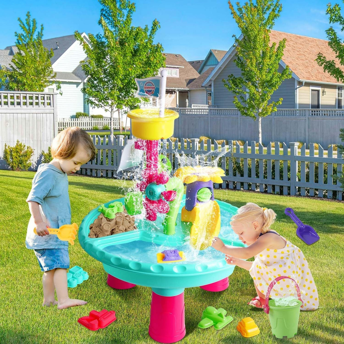Wasserspieltisch Wasserspielzeug Kinder 3 in 1 Sand Wassertisch 31 Stück Set