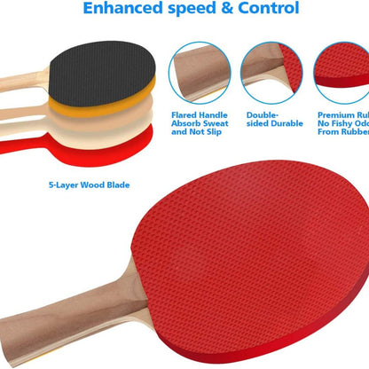 Tischtennisschläger Set mit Tischtennisnetz Tischtennis Set 2 Schläger 6 Bälle