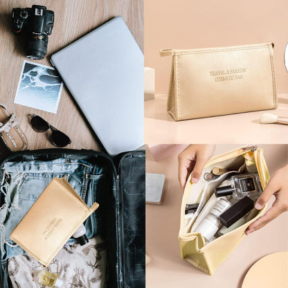 3 Pcs Kosmetiktasche Set Gold Wasserdicht 1 Großer+2 Kleine Kulturbeutel Reise