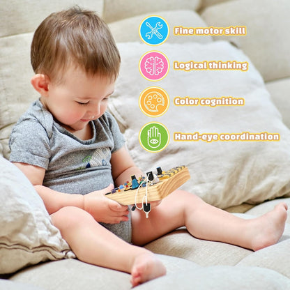 Busy Board Montessori Spielzeug ab 1 Jahr Baby Spielzeug LED Lern Holzspielzeug