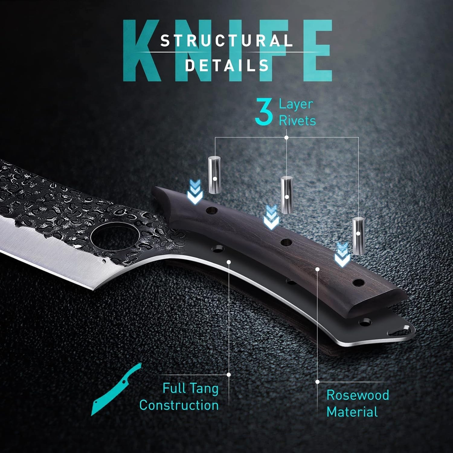 Langes Brisketmesser 31cm Japanisches Küchenmesser Scharfes Hackmesser mit Box
