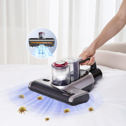 Jimmy BD7 Pro Milbensauger Kabellos Wiederaufladbar mit UV-C Licht & Ultraschall Sterilisation Entfernt 99,9% Bakterien Doppelter Becher Für Allergiker, Matratzen, Bett, Sofa, HEPA Filter Grau