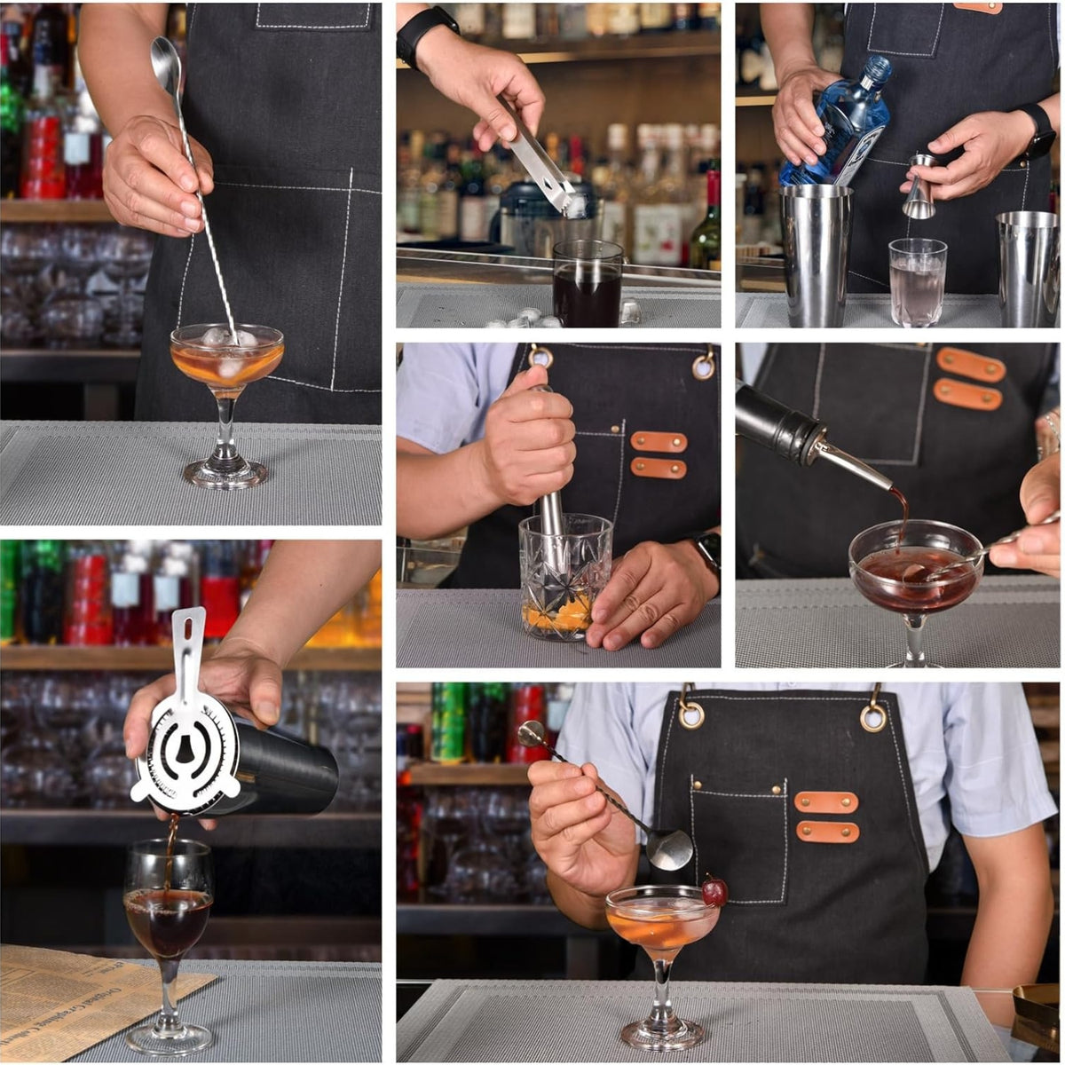 12tlg Barkeeper Kit 550ML/750ML Edelstahl Cocktail Shaker Set Silber Geschenk