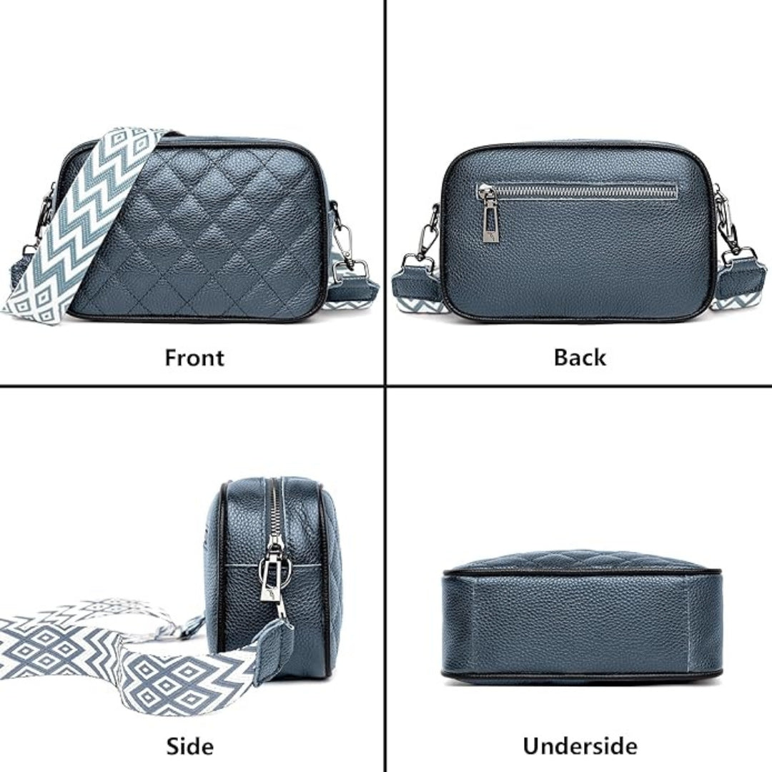 Echtleder Damen Umhängetasche Blau Crossbody Modisch
