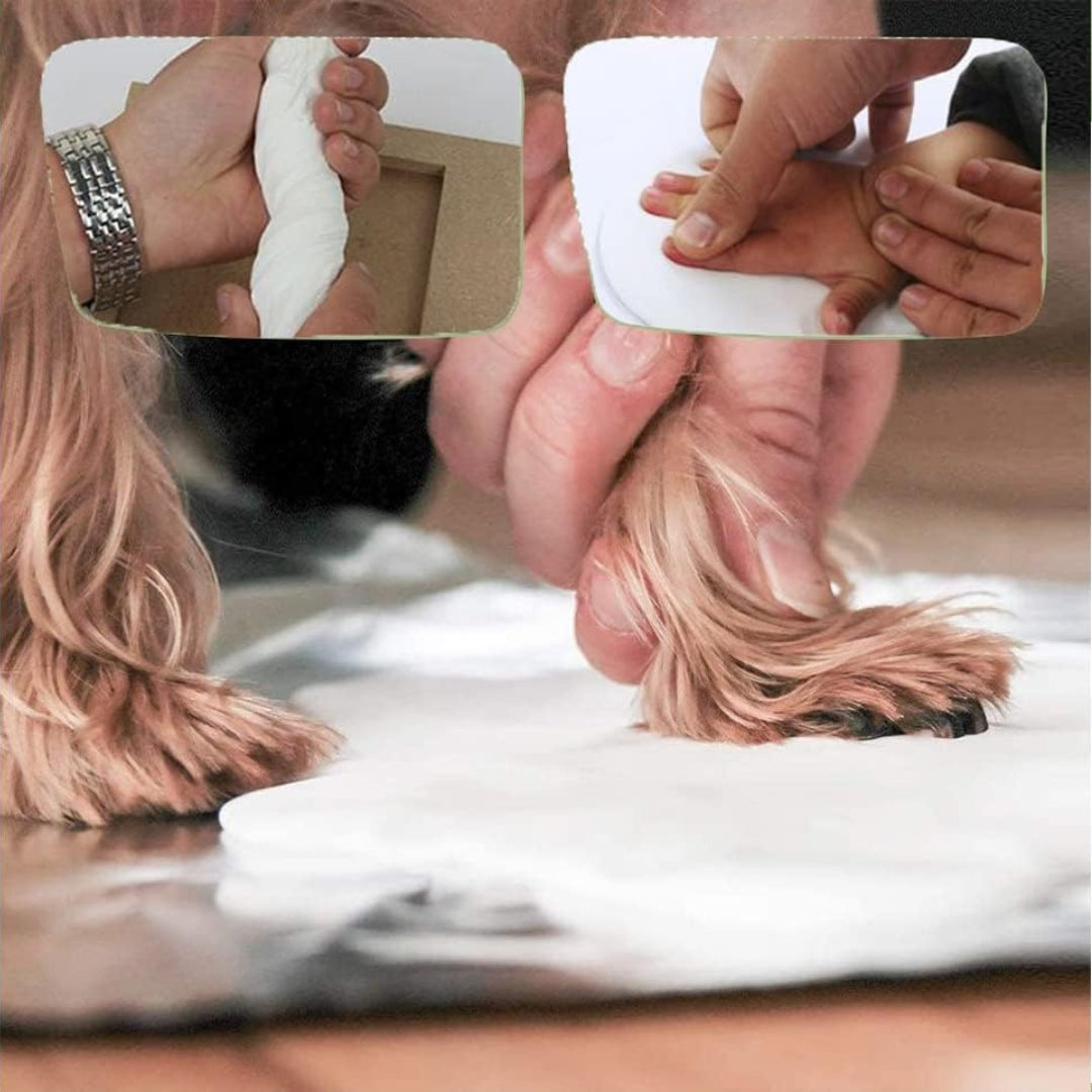 Pfotenabdruck Set Holz Bilderrahmen 3D Gips Hölzern