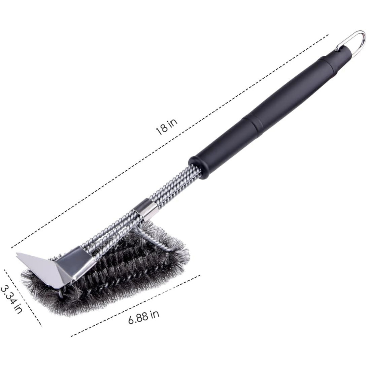 Grillbürste mit Schaber Edelstahl Langer Kunststoffgriff Grill Zubehör