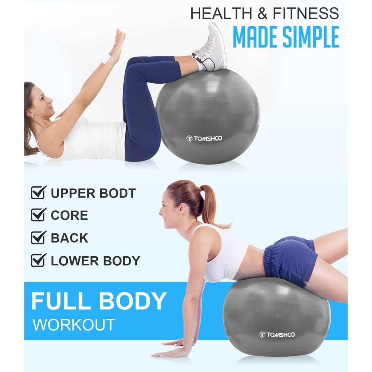 Gymnastikball 55cm Anti-Burst Yoga Ball verdickt mit gratis Luftpumpe