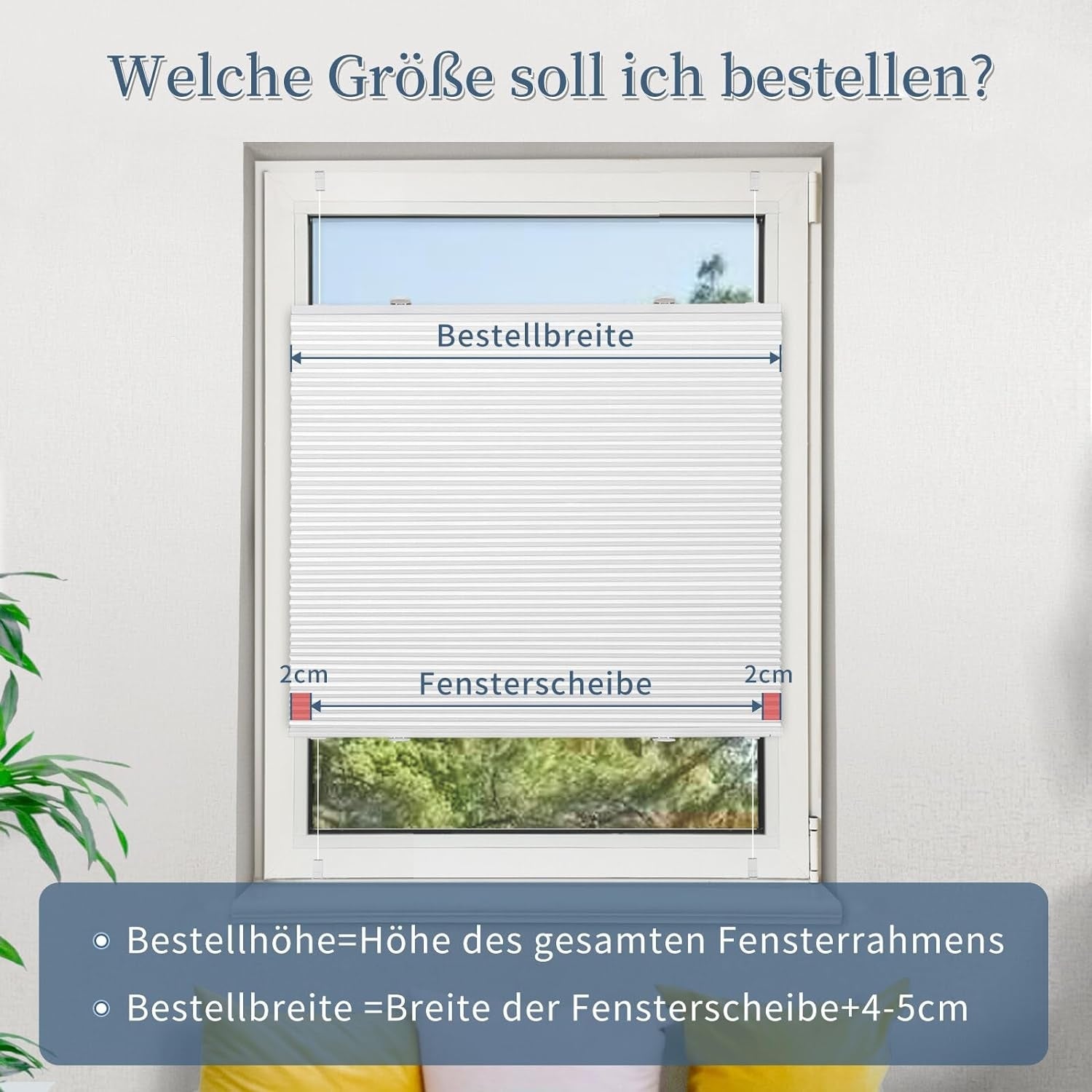 Plissee ohne Bohren Verdunkelung Thermo Wabenplissee 90x220cm