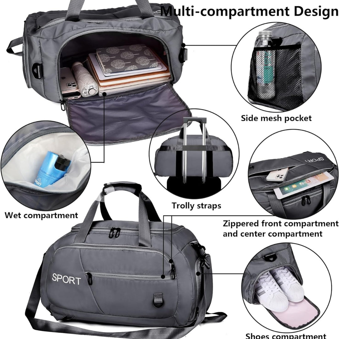 Sporttasche 40L Wasserdicht Rucksack Schuhfach Nassfach
