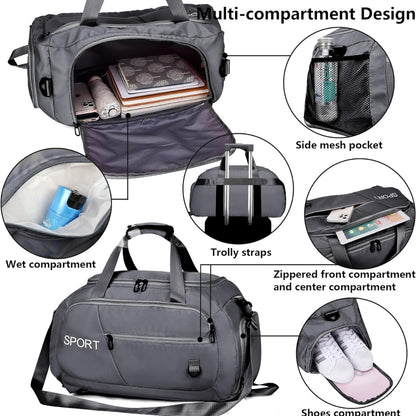 Sporttasche 40L Wasserdicht Rucksack Schuhfach Nassfach