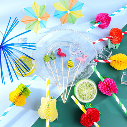 Cocktail Deko Set 140 Stück Cocktailschirmchen Zubehör für Party