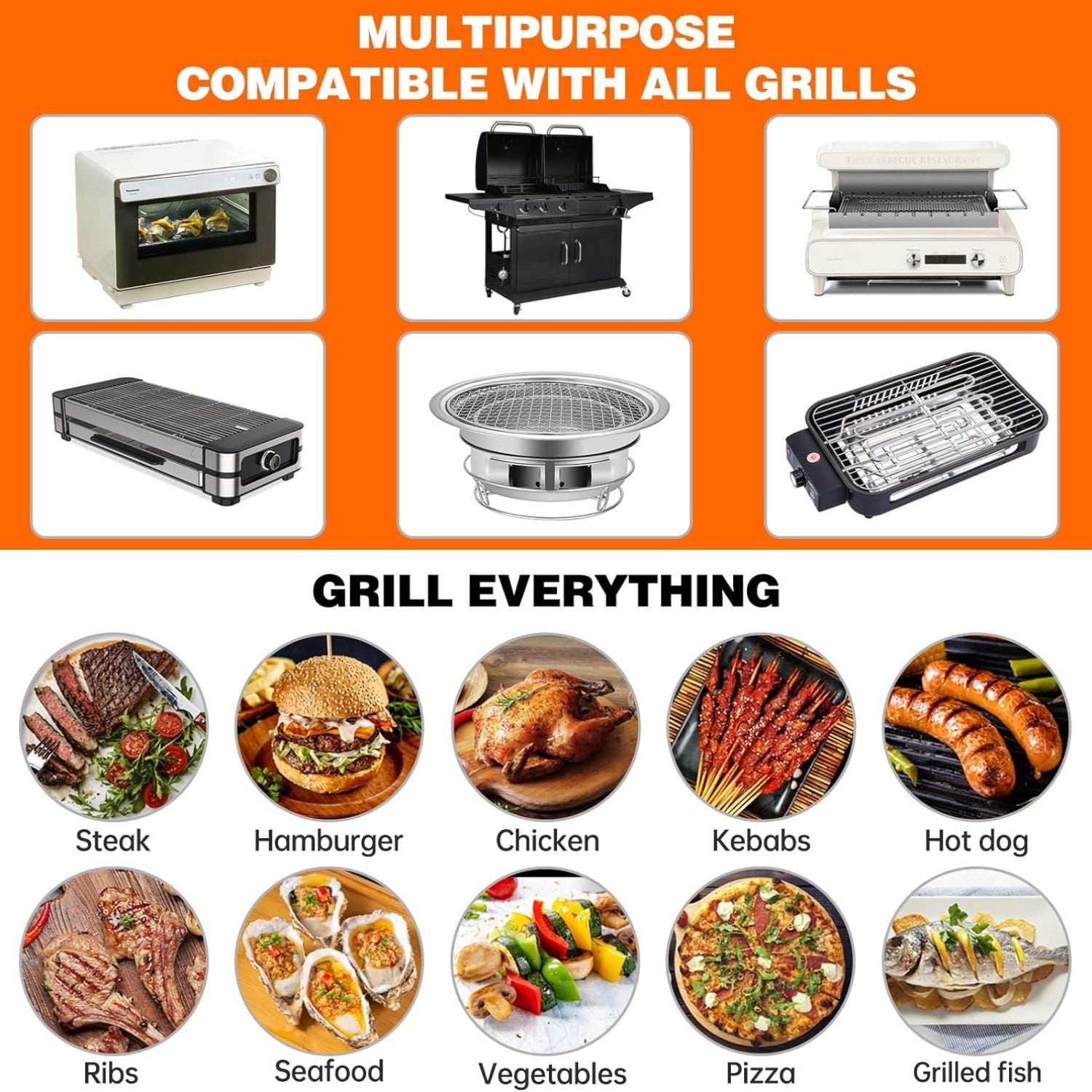 8er Set Grillmatte für Gasgrill  Antihaft Teflon Holzkohle 40x32cm