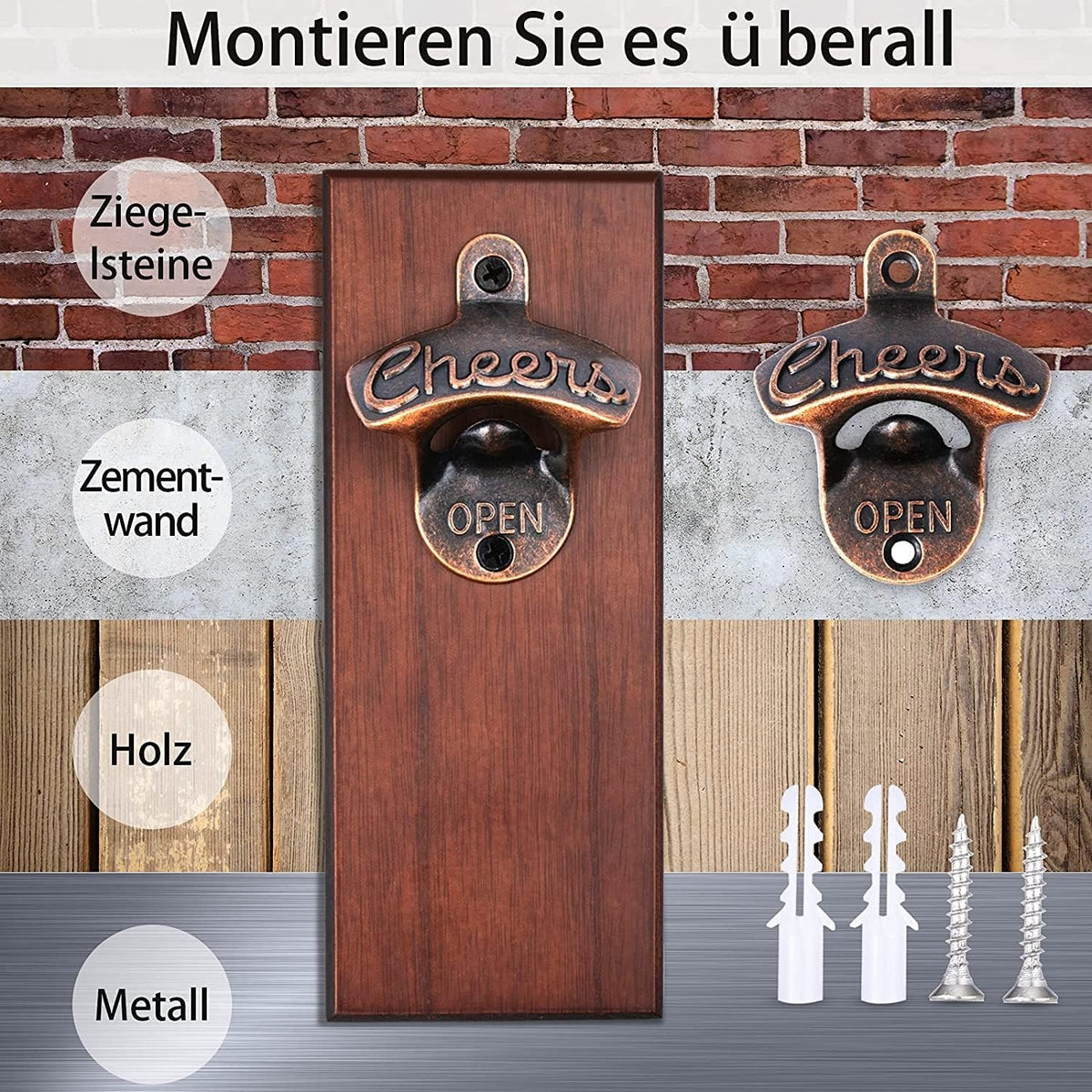 Magnetischer Bieröffner für die Wand - Einfache Montage, Vintage Look