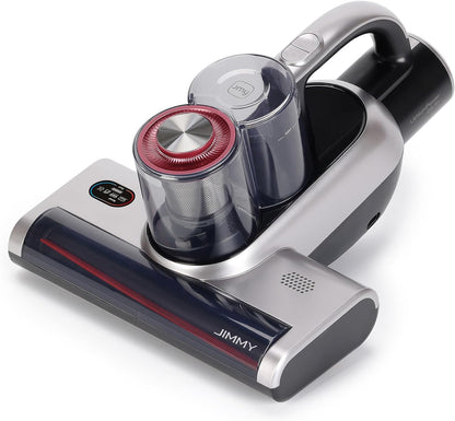 Jimmy BD7 Pro Milbensauger Kabellos Wiederaufladbar mit UV-C Licht & Ultraschall Sterilisation Entfernt 99,9% Bakterien Doppelter Becher Für Allergiker, Matratzen, Bett, Sofa, HEPA Filter Grau