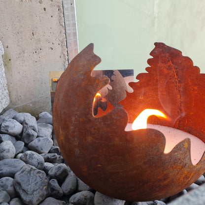 Schwabenfire Outdoorkerze Edelrost Feuerkugel wiederverwendbar XXL Outdoor Kerze 100% handgemacht Made in Germany Premium Outdoor Kerze