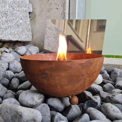 Schwabenfire Outdoorkerze mit Dauerdocht in Edelrost Metallschale kerzendeko Geburtstagsgeschenk für Frauen wiederverwendbar