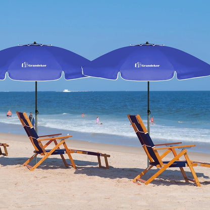 Günstiger Sonnenschirm Strand Ø180cm winddichter Strandschirm Balkon Blau UV50+