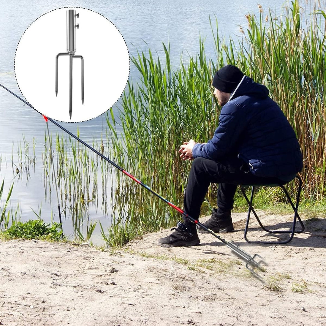 Sonnenschirmständer mit Rasendorn Abnehmbarer Sonnenschirmhalter für Angeln Garten Strand Silber Verbessertes Material Produktgröße Anwendungsbereich