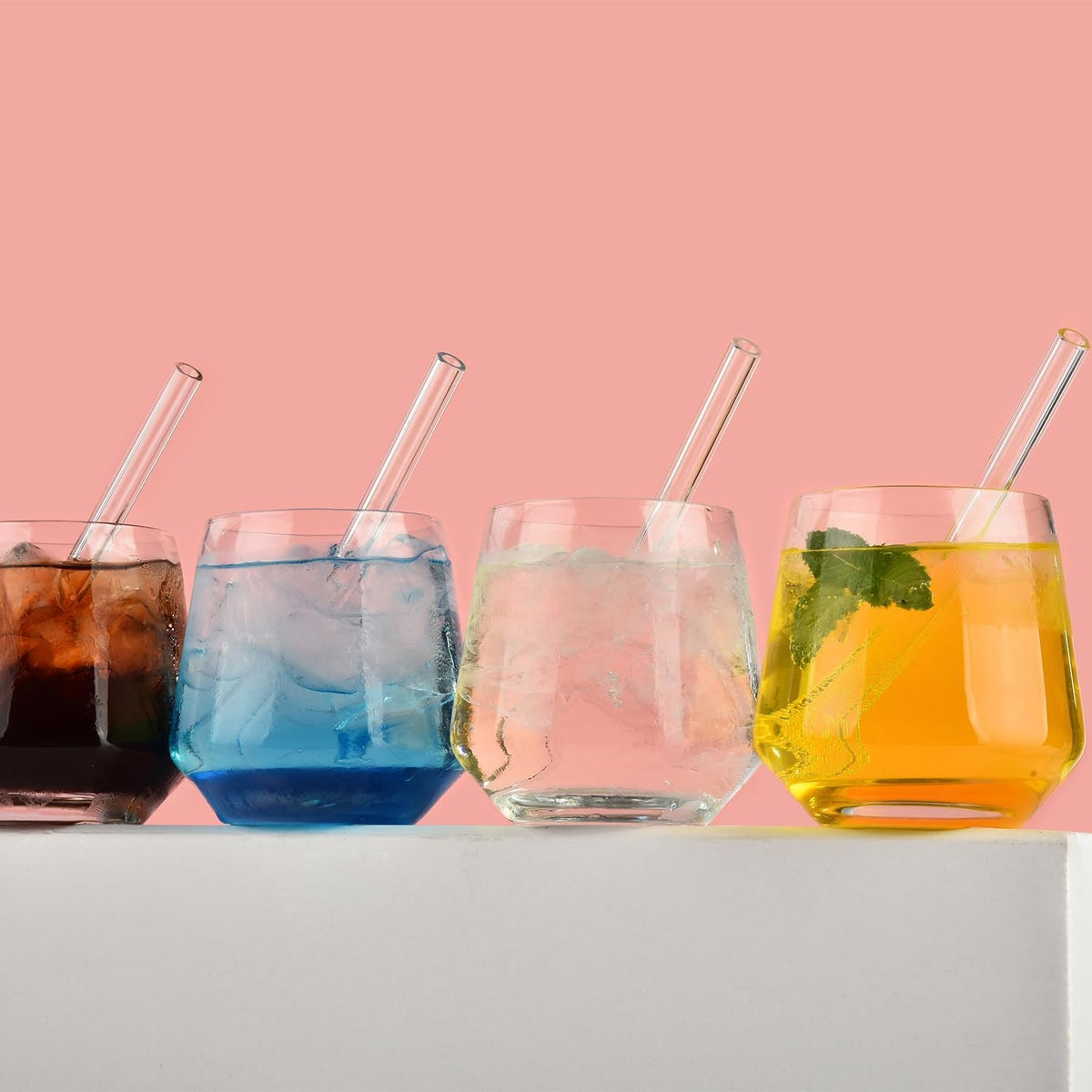 Longdrinkgläser Set Crystal Qualität 410ml Wassergläser Breiter Boden 6er Pack