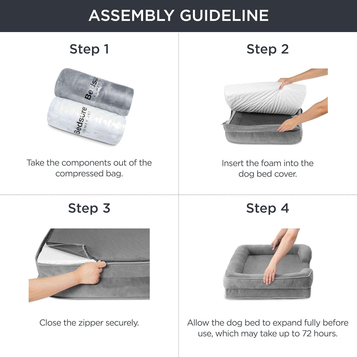 Orthopädisches Hundebett Hundekorb Ergonomisches Hundesofa 106x80 cm grau