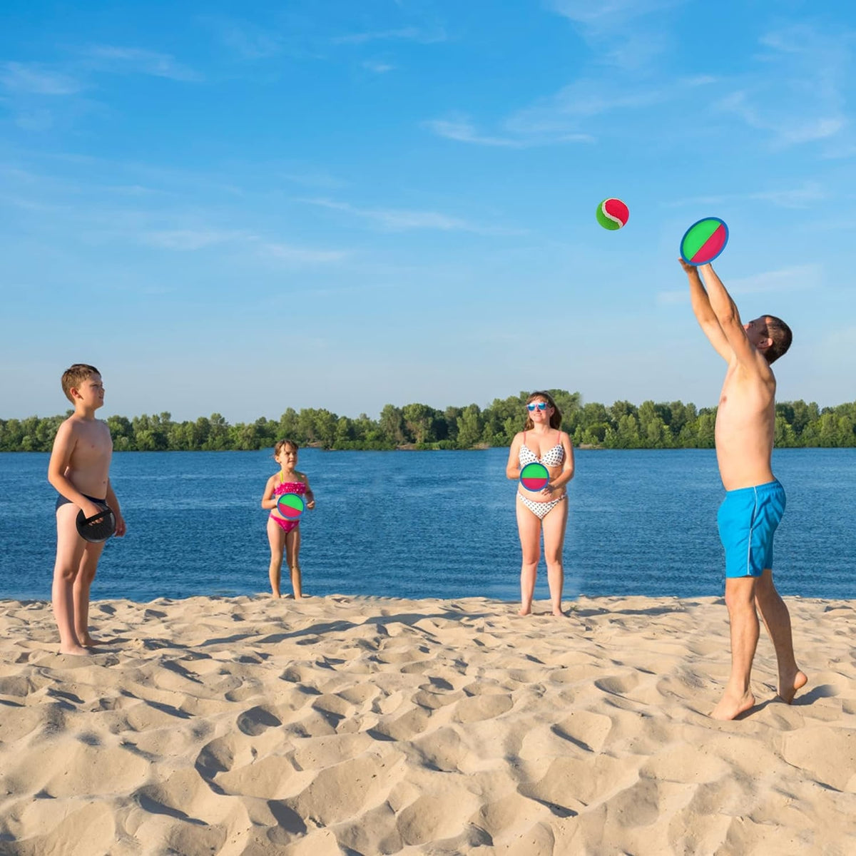 Klettballspiel für Kinder Outdoor Spielzeug 4 Schläger 4 Bälle Strandspielzeug