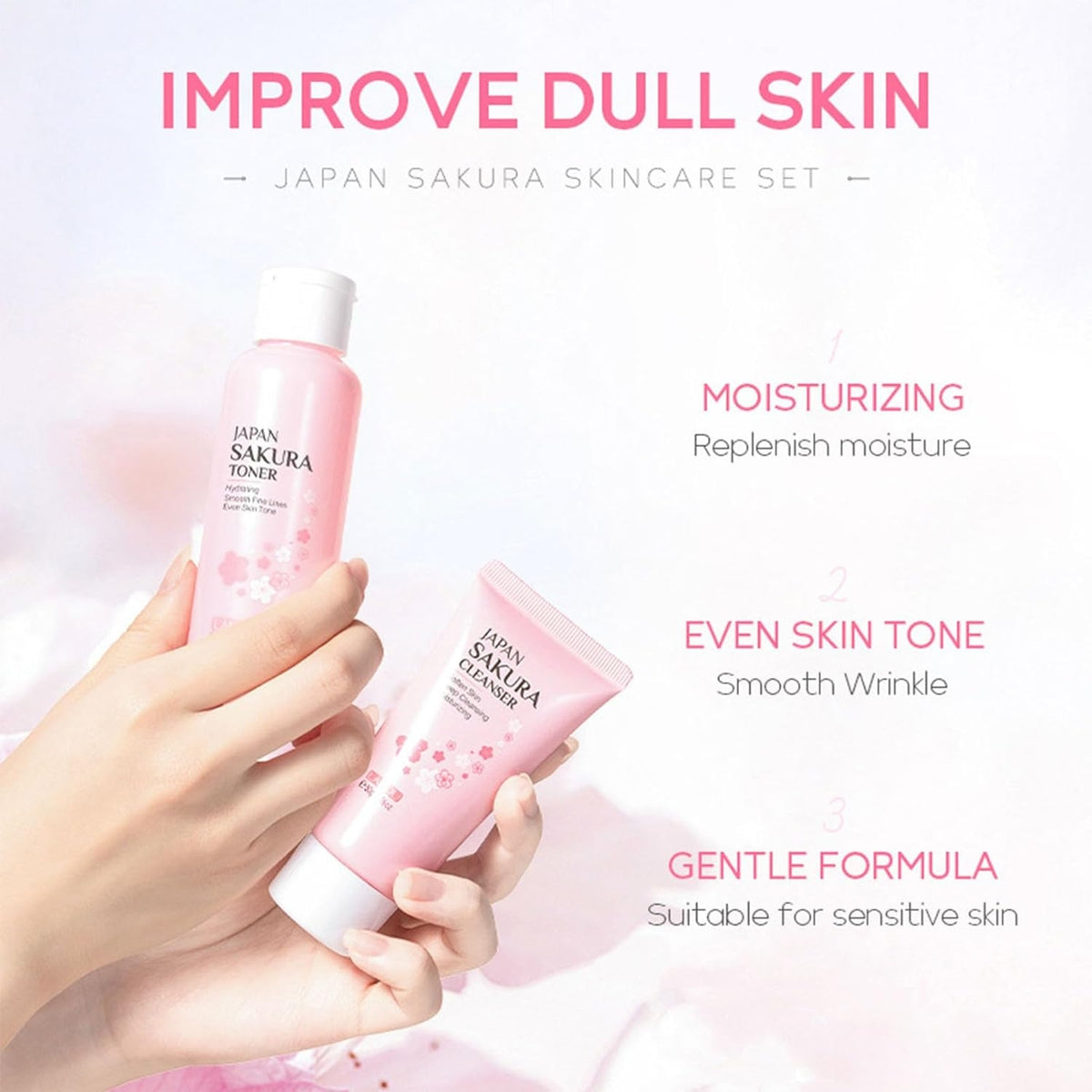 Sakura Hautpflege Set für Teenager und Frauen 5-teilig Gesichtspflege Set korean skincare Pflege Geschenkset Geschenke für Frauen