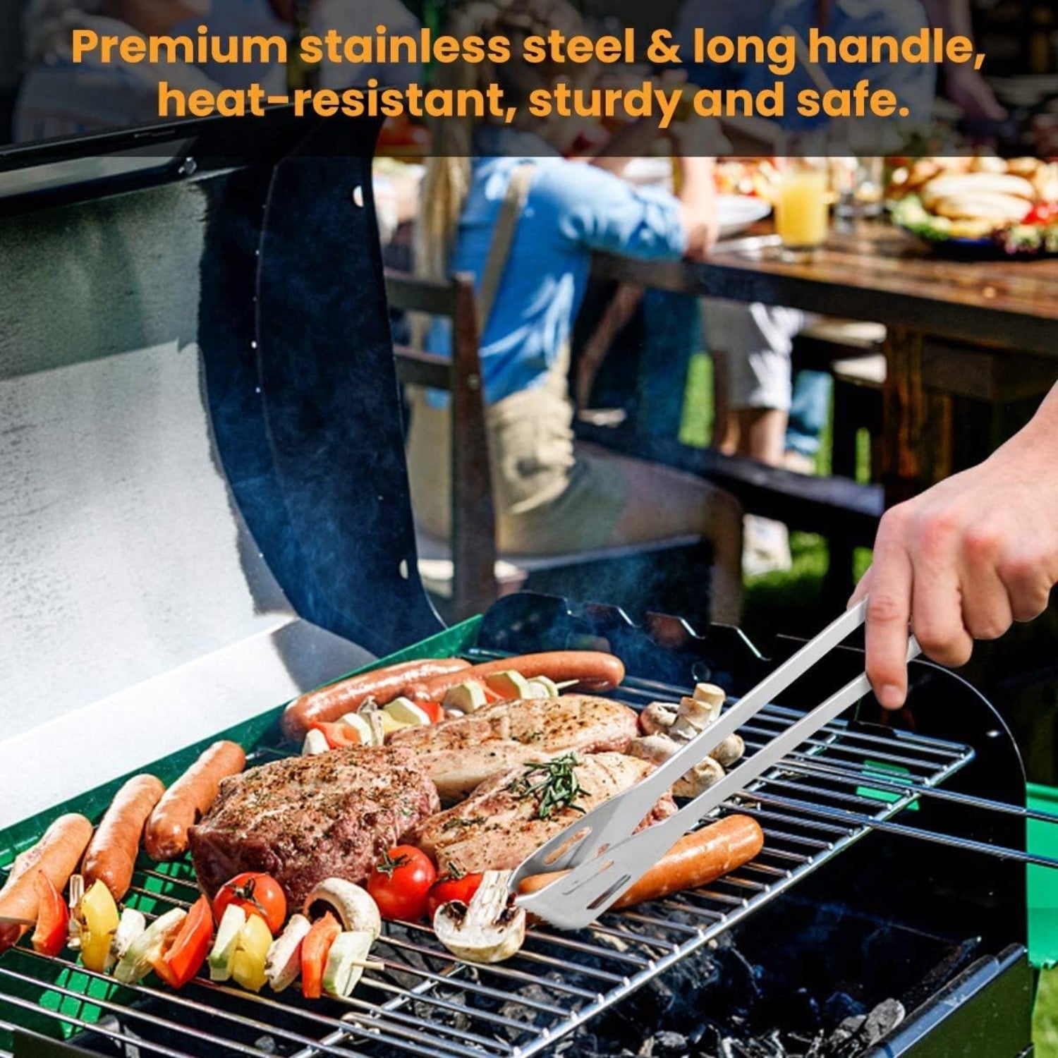 GrillbesteckSet +BBQ Grillhandschuhe 800°C 9 teilig Edelstahl Grillzubehör Set
