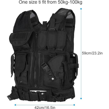 Airsoft Weste Taktische Weste Herren mit Taschen für Jagd Angeln Camping