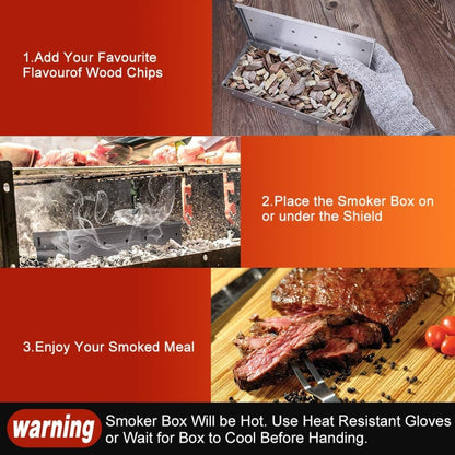 Grill Zubehör Räucherbox für Gasgrill Edelstahl Smokerbox Feinste Raucharomen