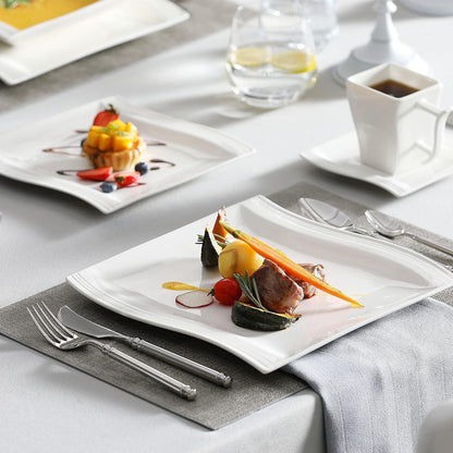30-teiliges Porzellan Tafelservice für 6 Personen, Cremeweiß