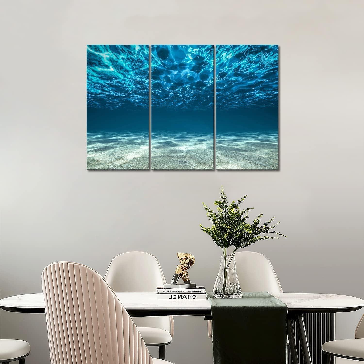3er Set Meer Leinwandbilder Blau Wohnzimmer Schlafzimmer Deko