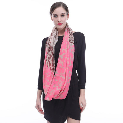 Loop Schal Damen Leopardenmuster Neon Rosa