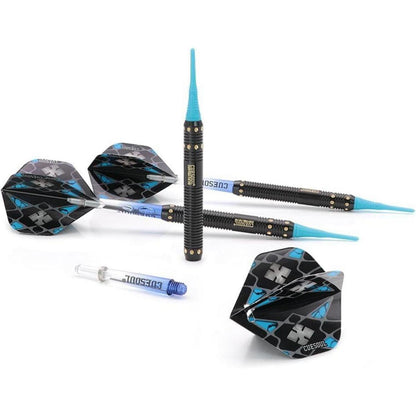 Darts 16 Gramm Soft Tip Set mit Slim Case & 4 Dart Wellen