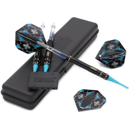 Darts 16 Gramm Soft Tip Set mit Slim Case & 4 Dart Wellen