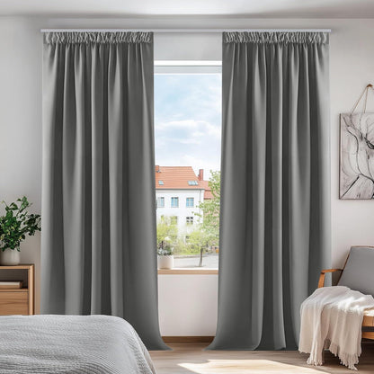 Blickdichte Verdunkelungsvorhänge Dunkelgrau 2er Set 229x229cm