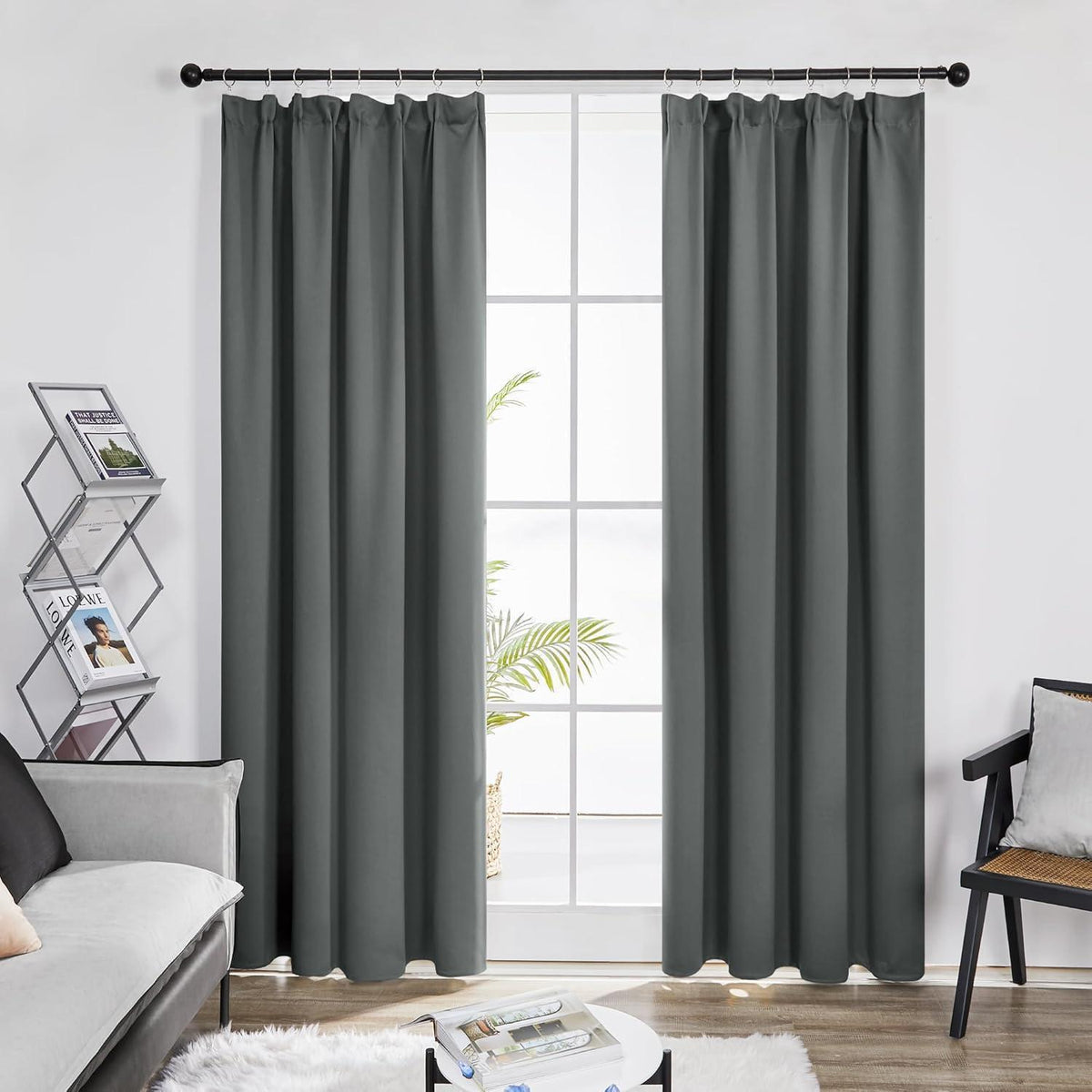 Blickdichte Verdunkelungsvorhänge Dunkelgrau 2er Set 229x229cm