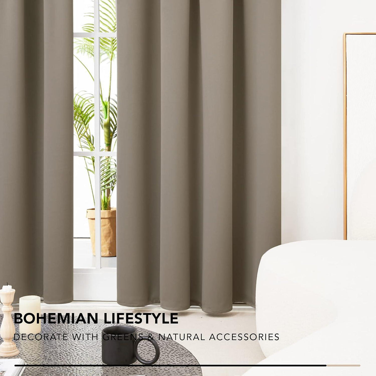 Blickdichte Verdunkelungsvorhänge Taupe – 2er Set, 229x229cm