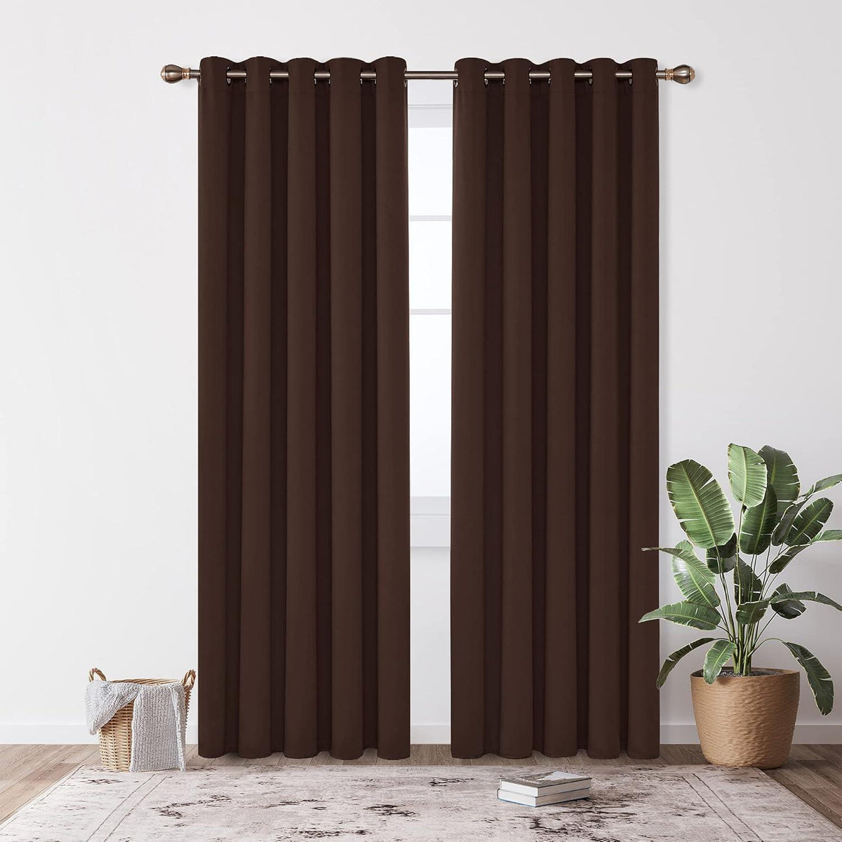 Blickdichte Verdunkelungsvorhänge Dunkelbraun 2er Set 229x229cm