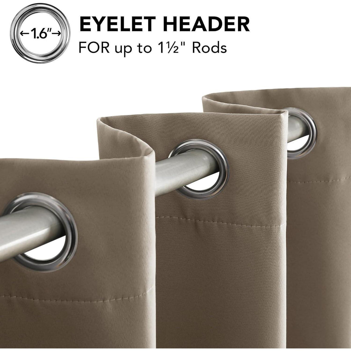 Verdunklungsvorhänge Taupe, 2er Set, 229x229 cm, Ösen