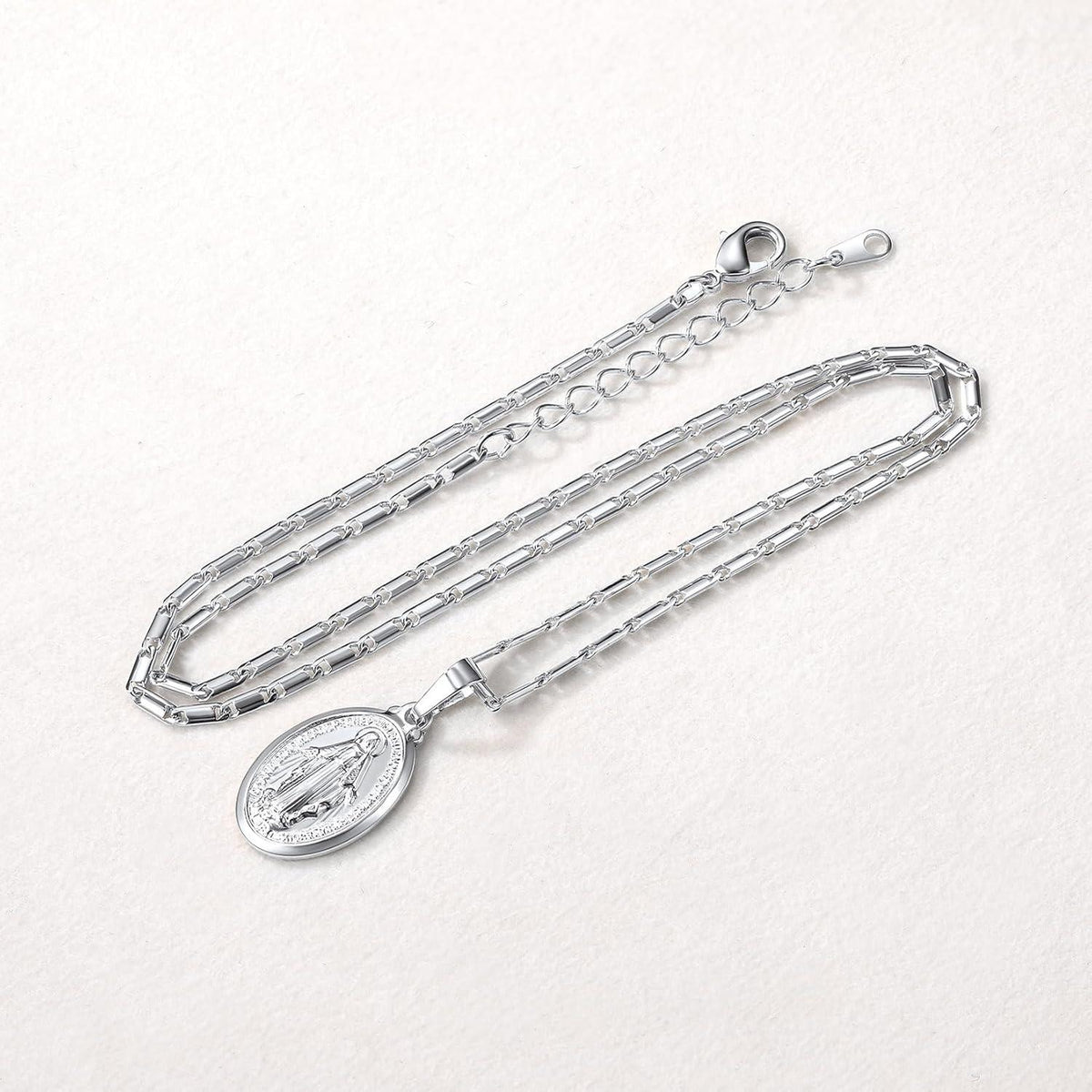 Jungfrau Maria Kette Oval Anhänger Halskette Silber 925 Medaille