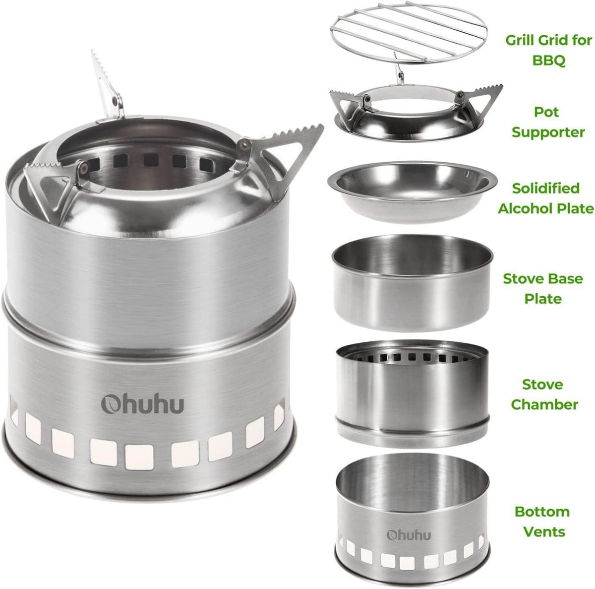 Hobo Kocher Camping Outdoor Ofen aus Edelstahl mit