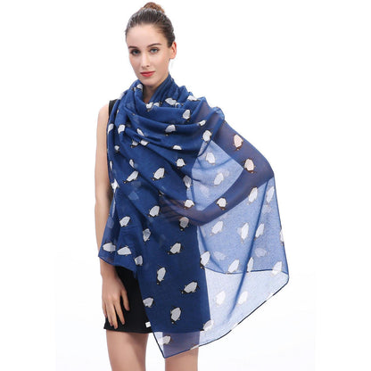 Damen Schal Pinguine Blau 180x90 cm